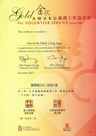 2015 Gold Award for Volunteer Service (Group)